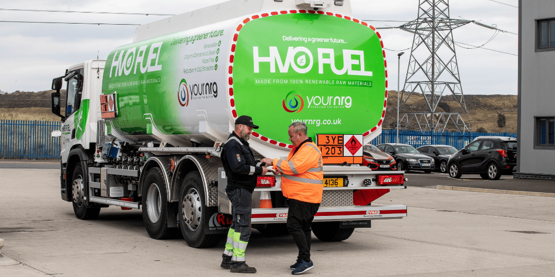 Two Men in front of Your NRG HVO Fuel Tanker