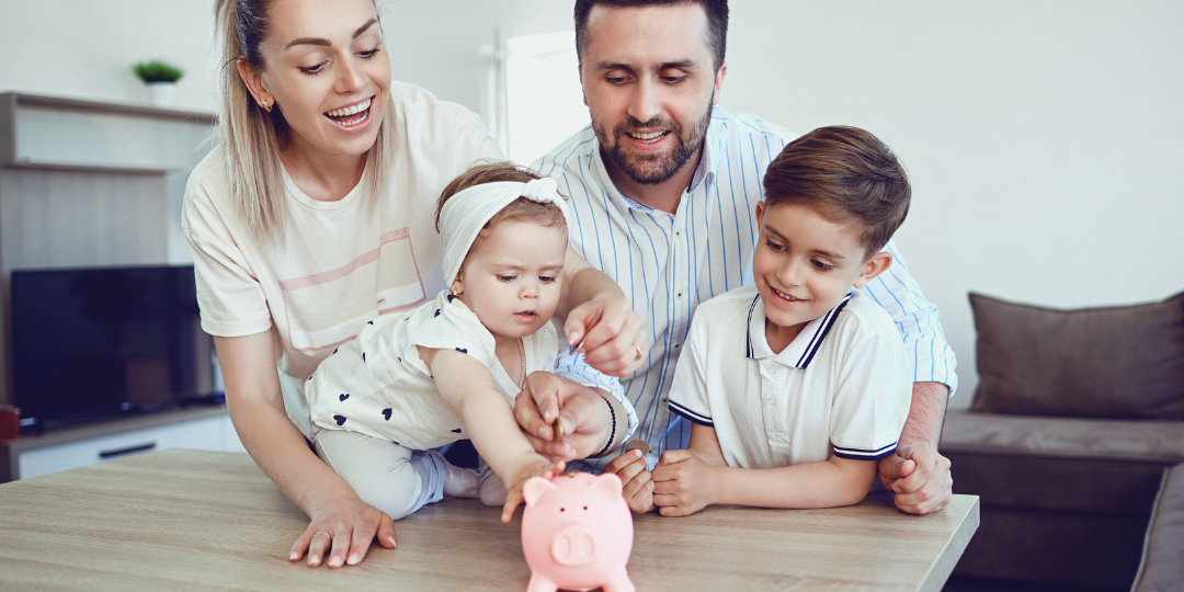 Family with Piggy Bank